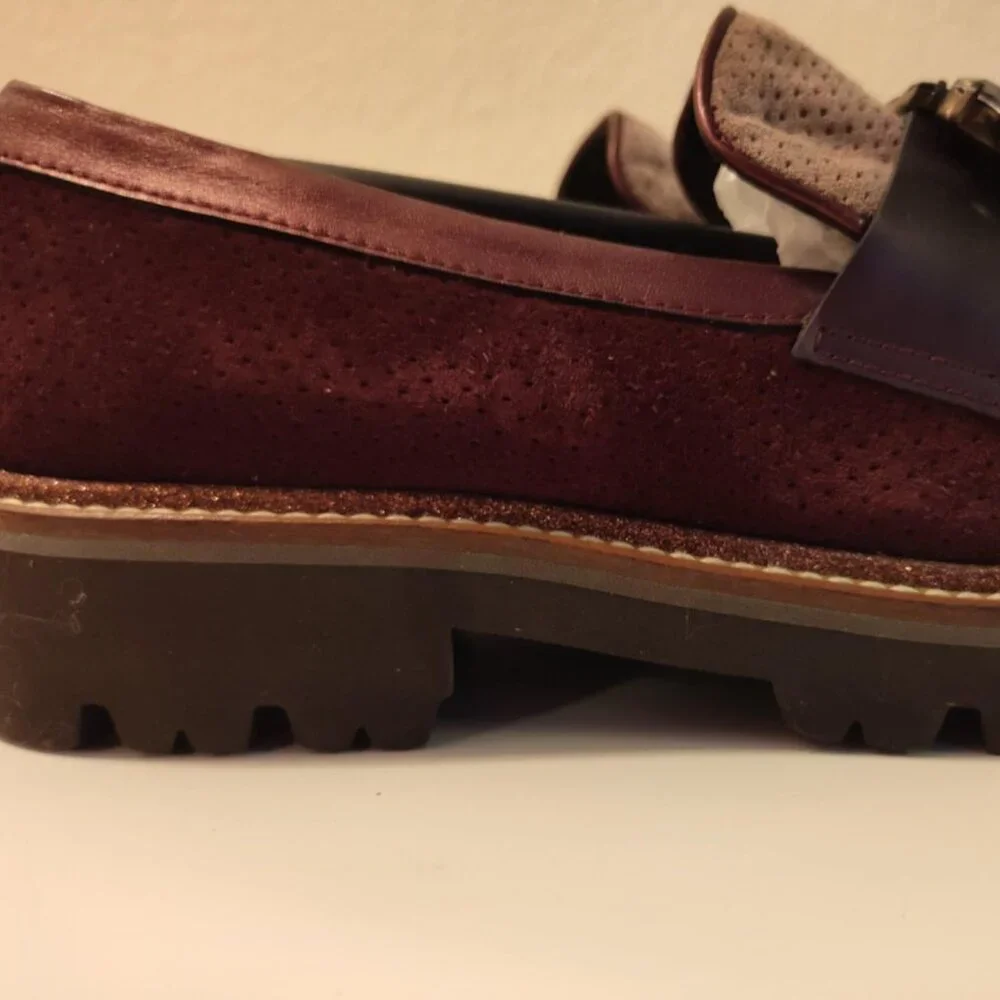 GADEA By Lodi Rhinestone Purple/Burgandy Suede Chunky Loafers, 39 8-8.5 -  NWOT